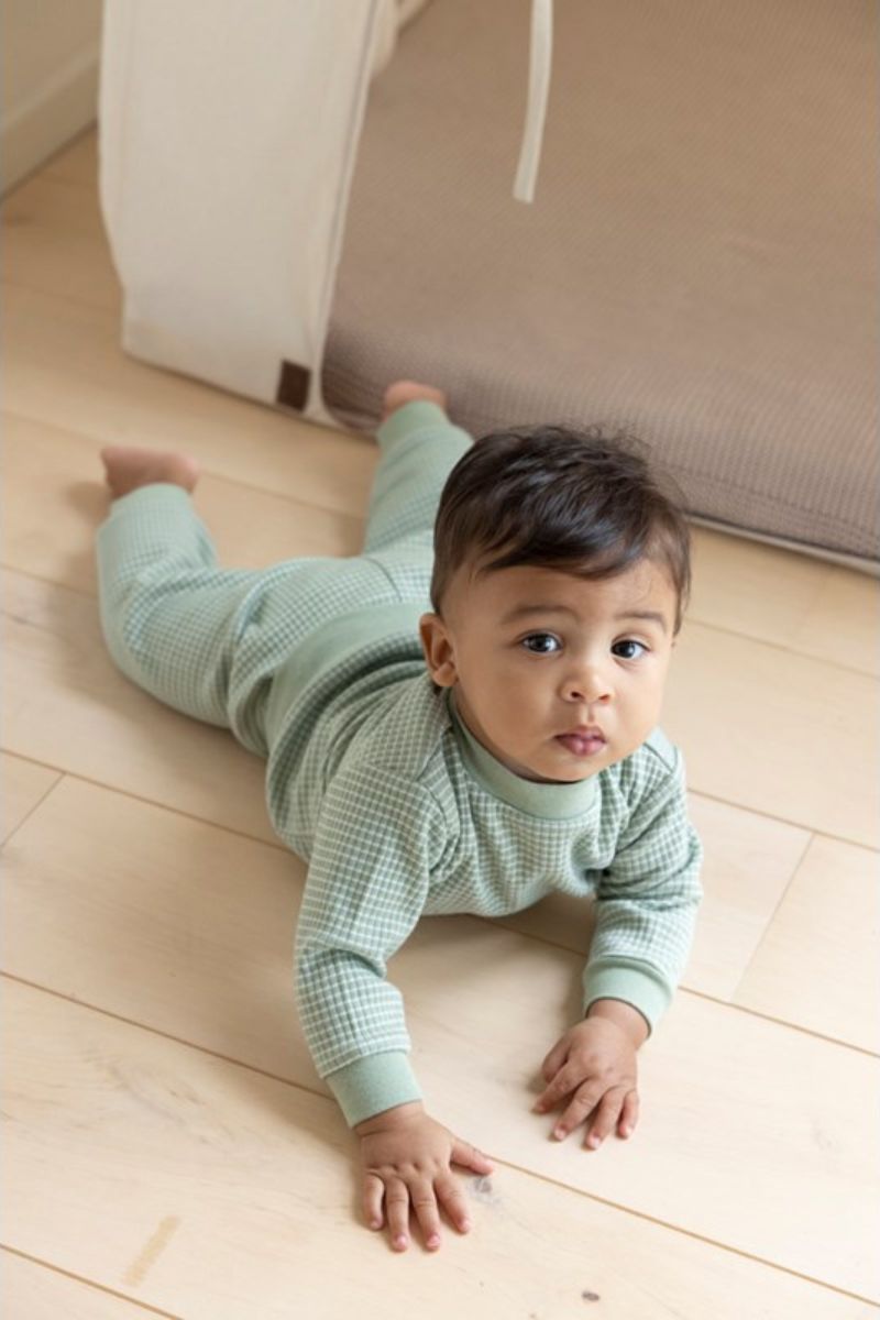 Feetje Pyjama Wafel Groen Melange