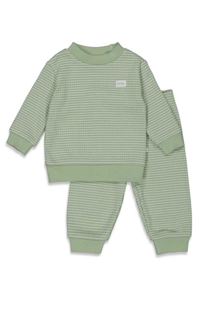 Feetje Pyjama Wafel Groen Melange