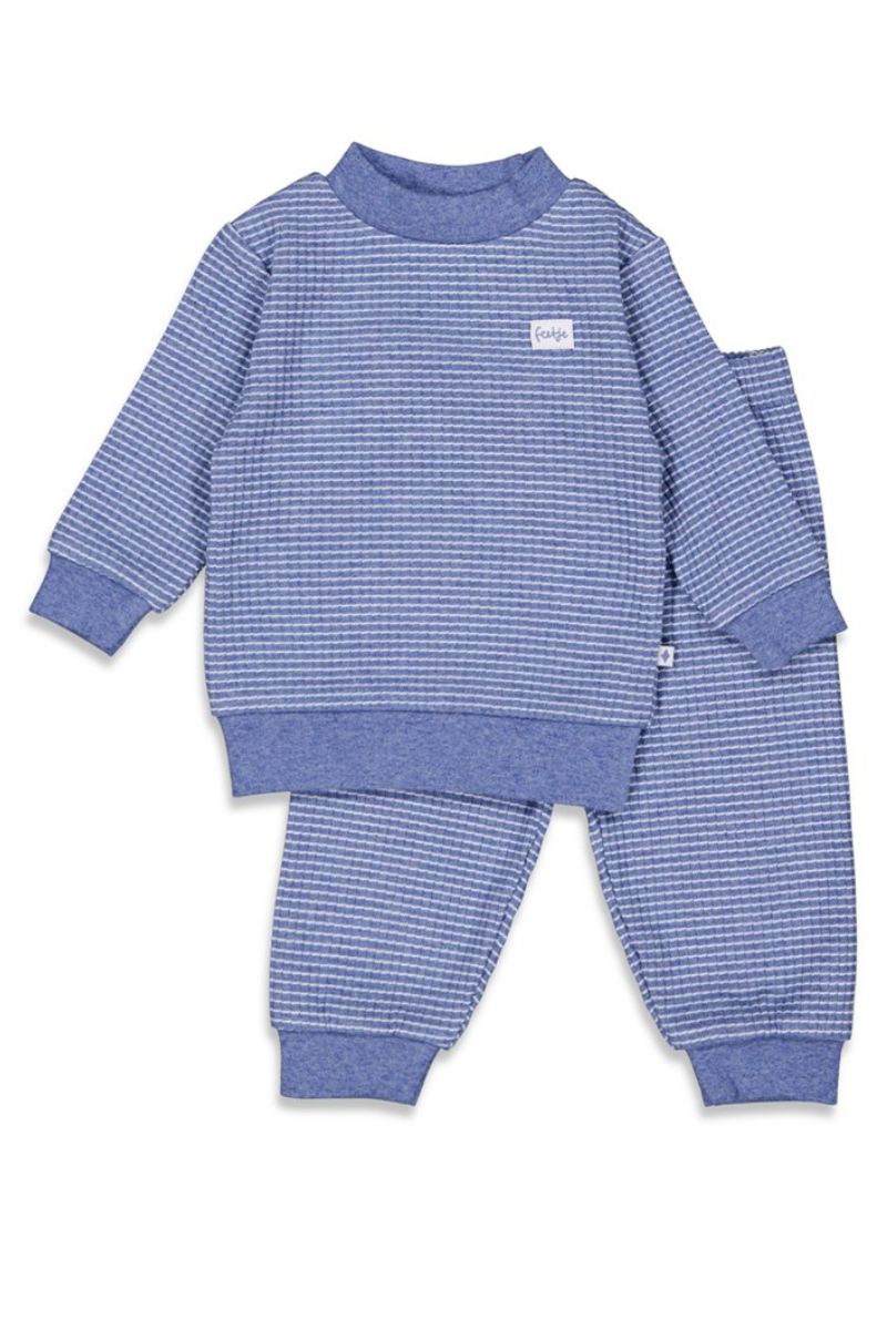 Feetje Pyjama Wafel Blauw Melange
