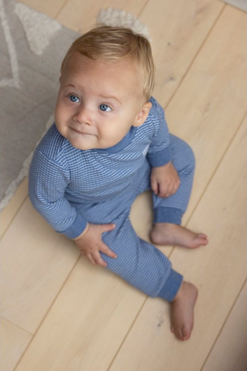 Feetje Pyjama Wafel Blauw Melange