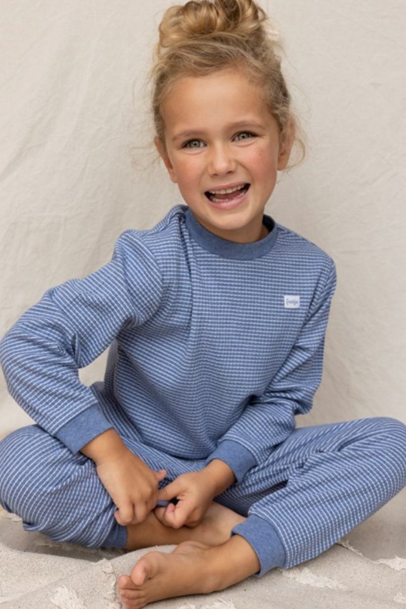 Feetje Pyjama Wafel Blauw Melange