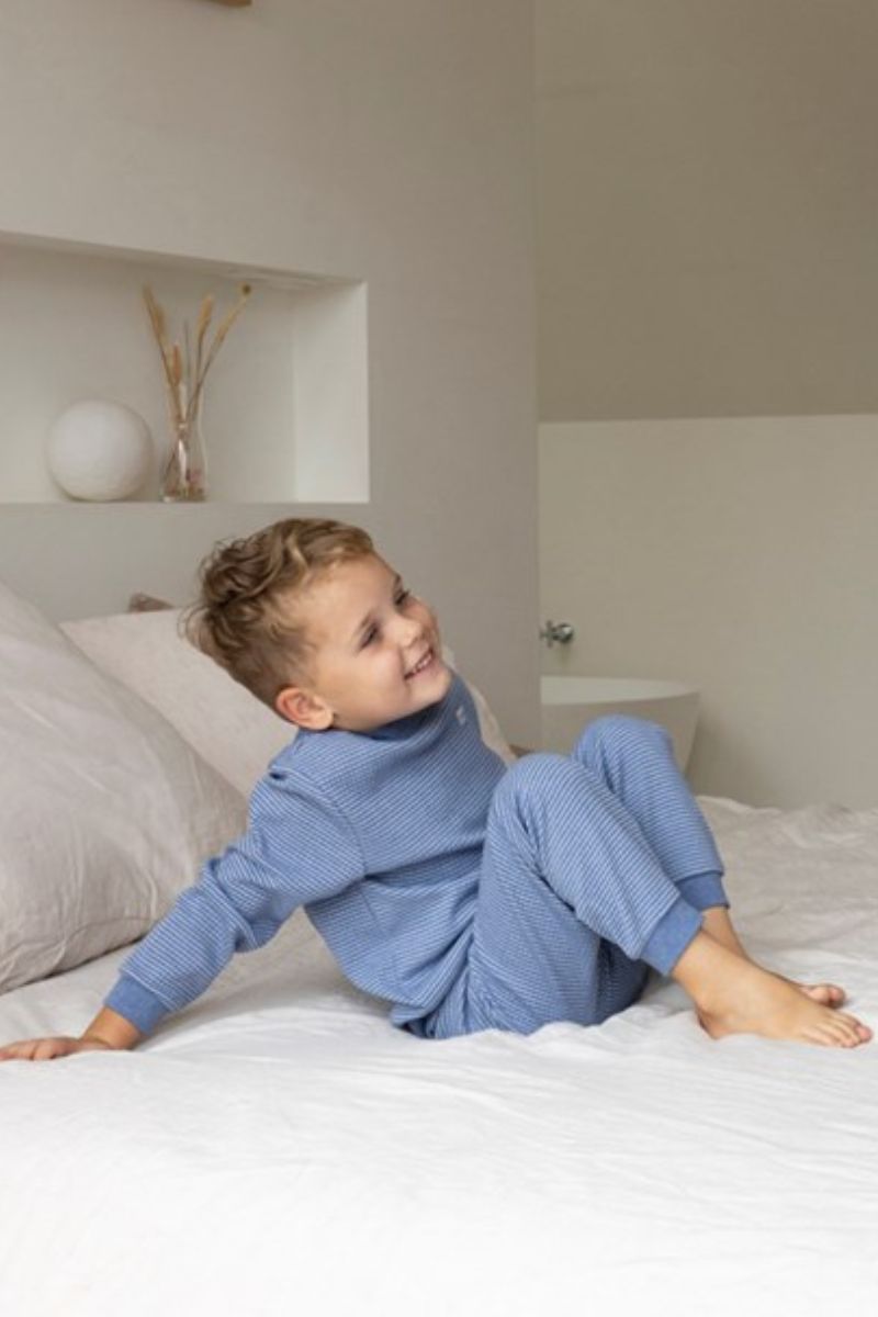 Feetje Pyjama Wafel Blauw Melange