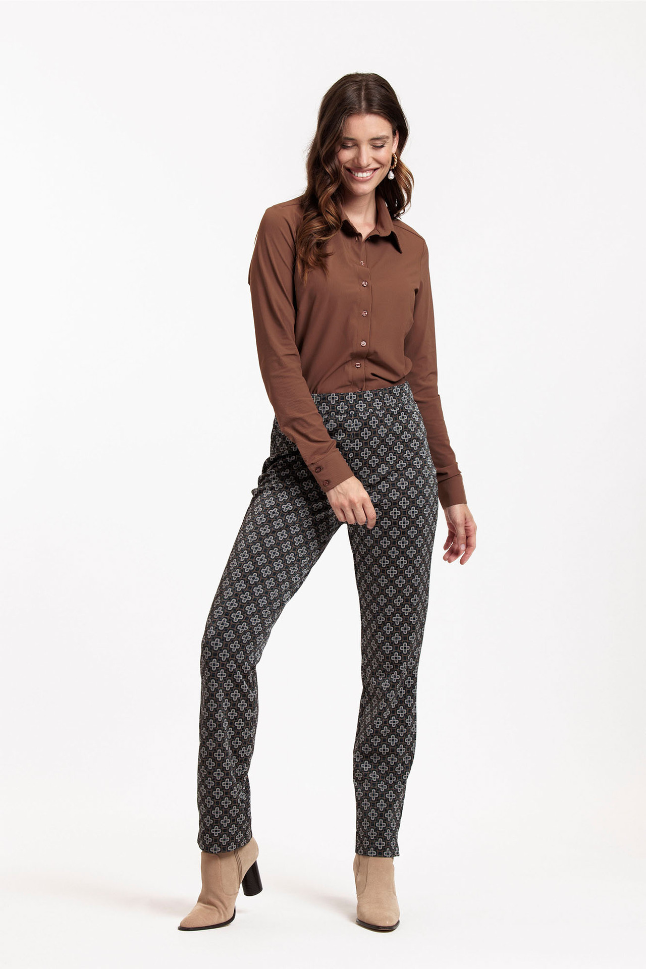Studio Anneloes Anya Clover Punto Trousers Cinnamon/Black