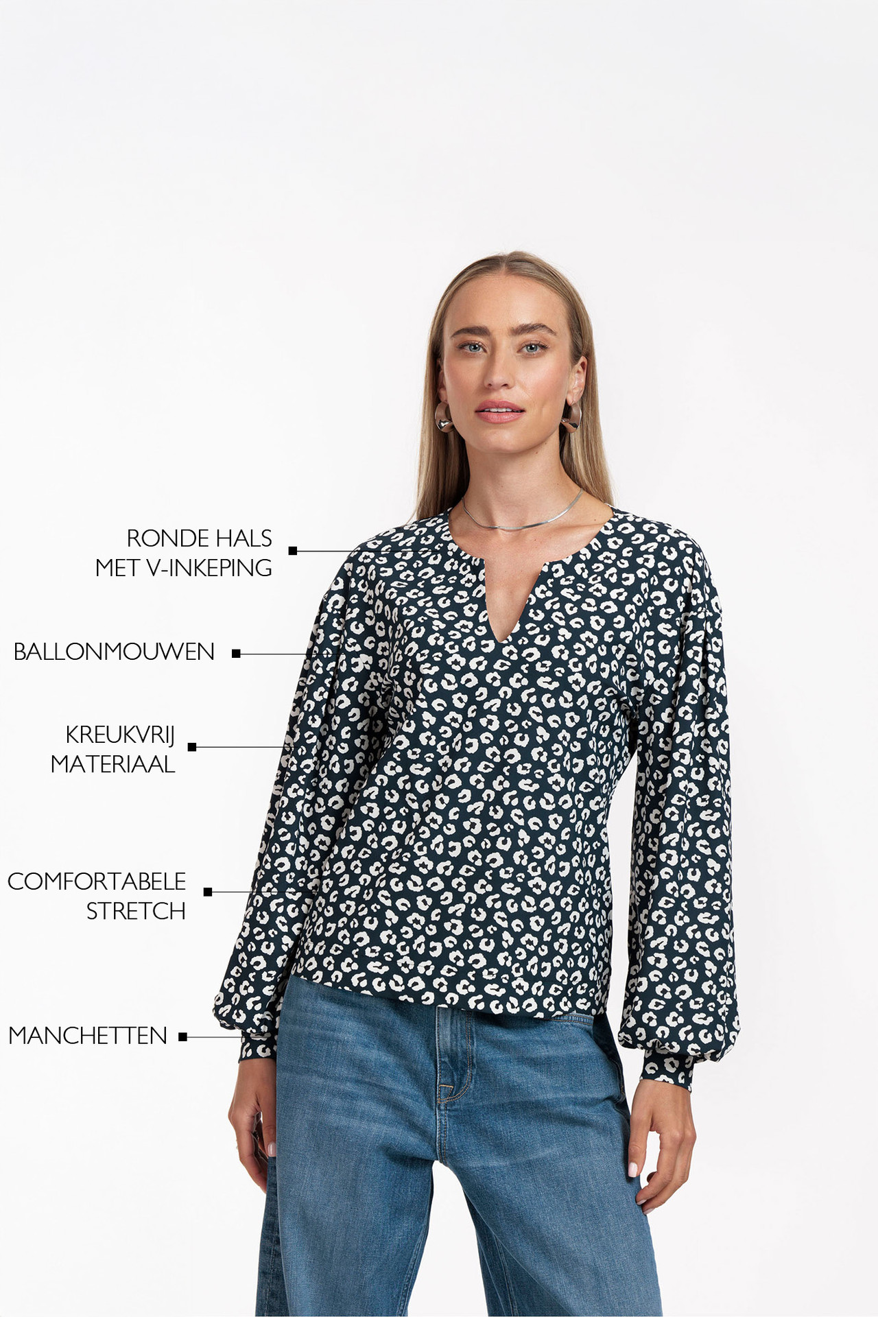 Studio Anneloes Leah Leopard Top Dark blue/Kit