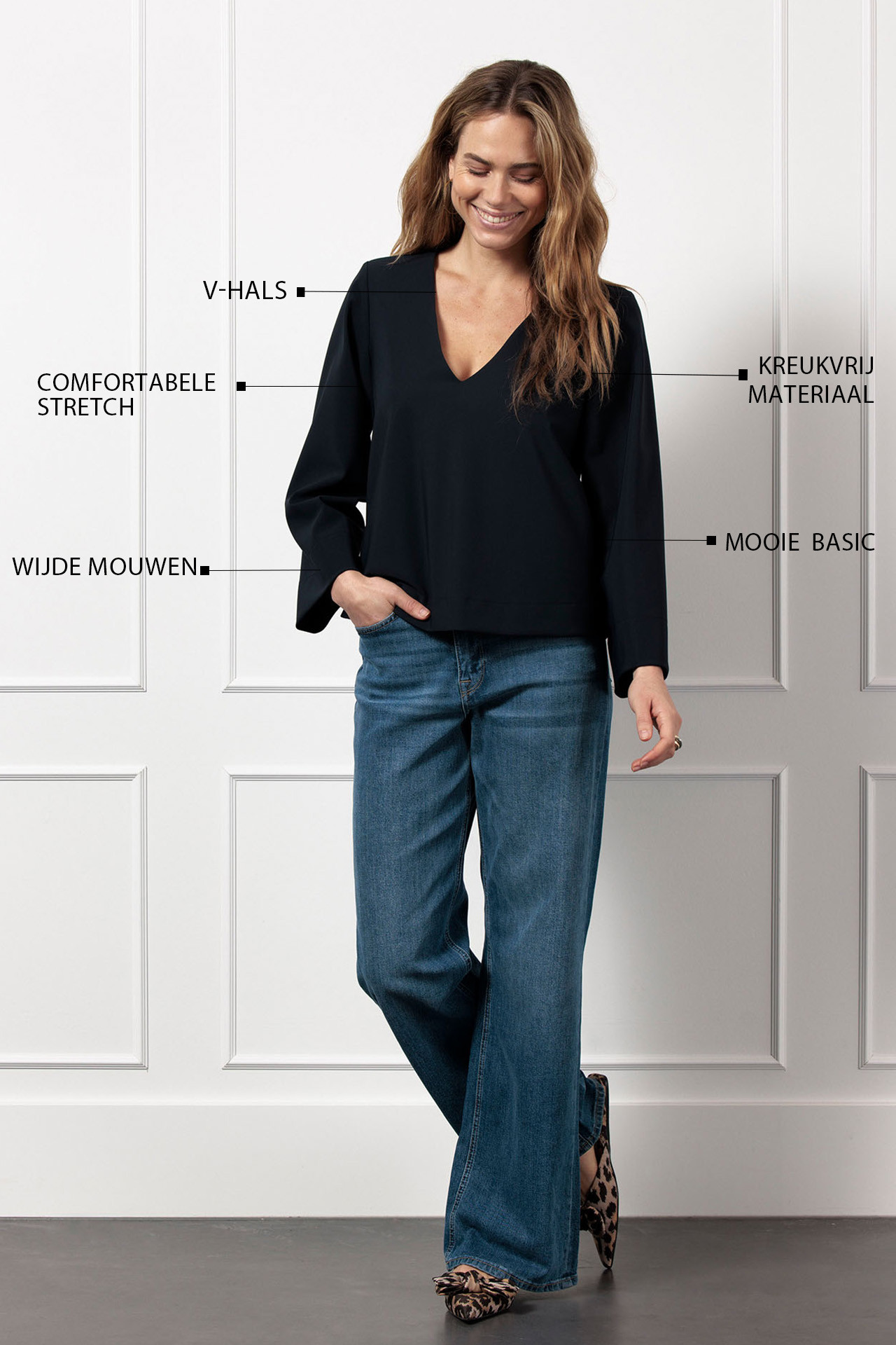 Studio Anneloes Cilou Bonded Top Dark Blue