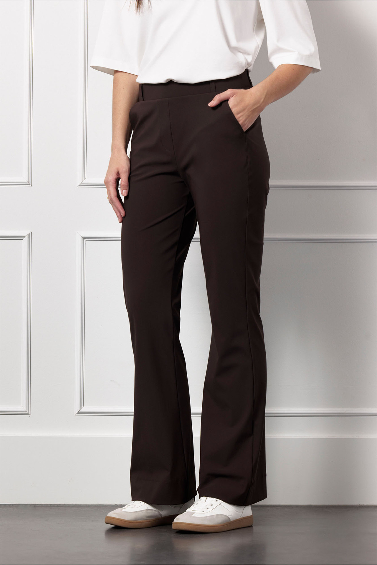 Studio Anneloes Flair Bonded Trousers Espresso