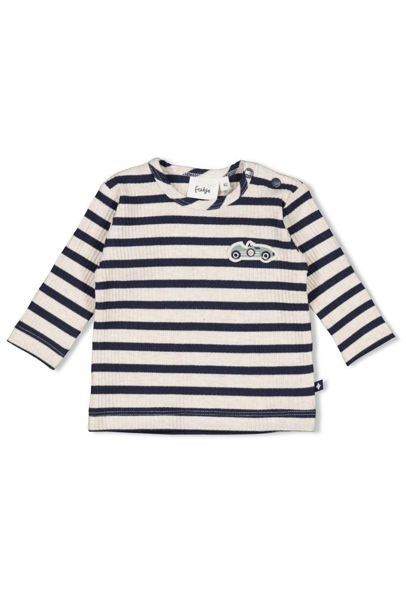 Feetje Longsleeve Rib Streep Lets Go! Marine