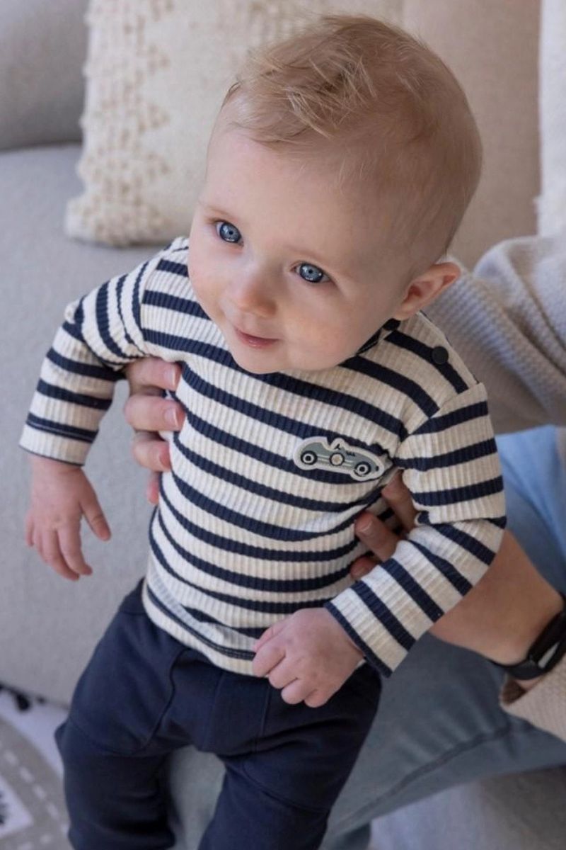 Feetje Longsleeve Rib Streep Lets Go! Marine