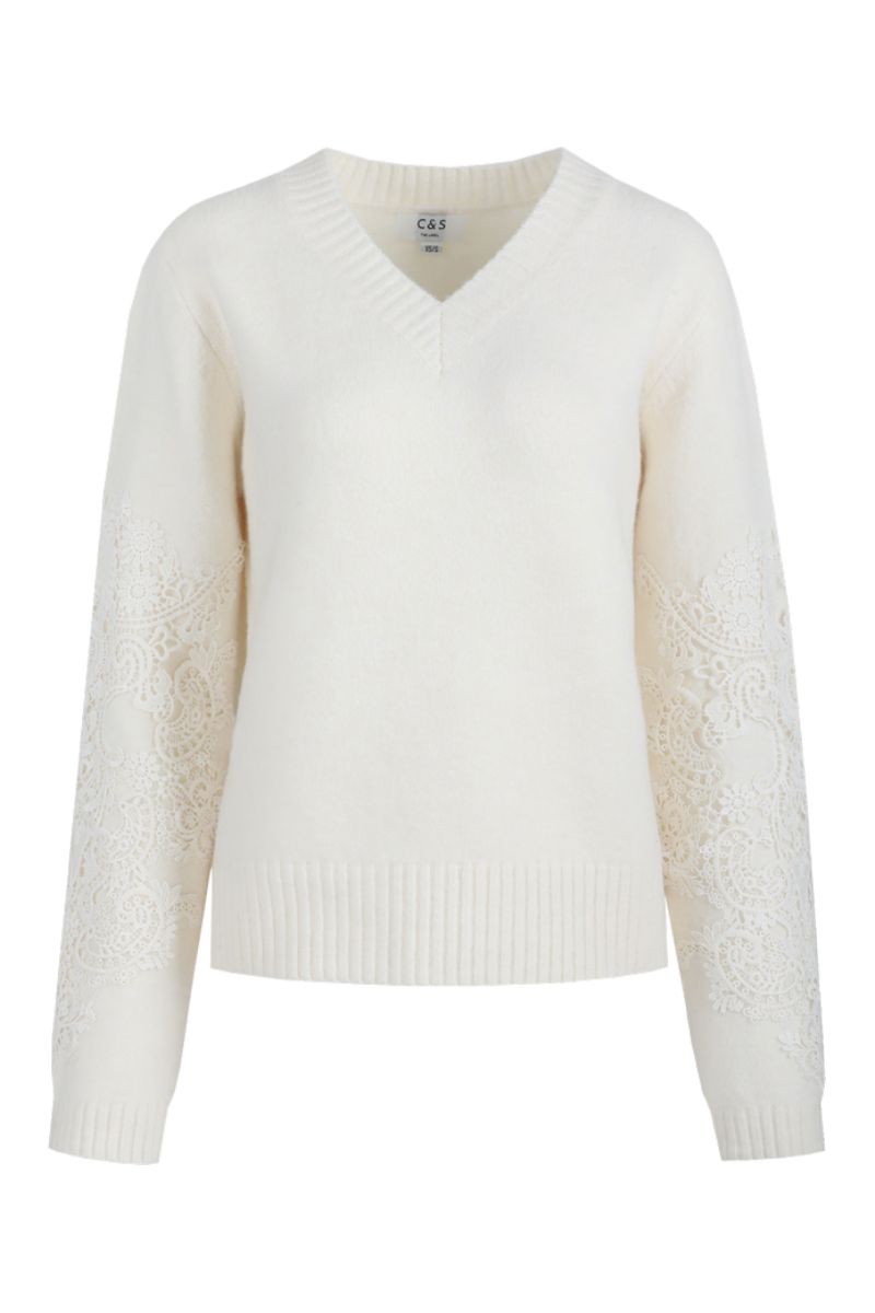 C&S The Label Katja Knit Pullover Wool White