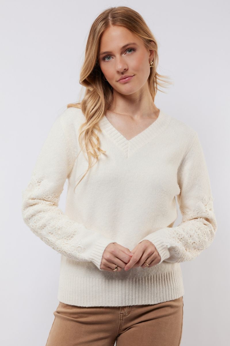 C&S The Label Katja Knit Pullover Wool White