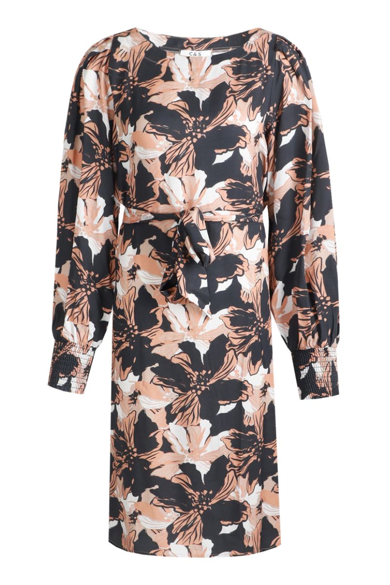 C&S The Label Denise Dress Black/Cognac