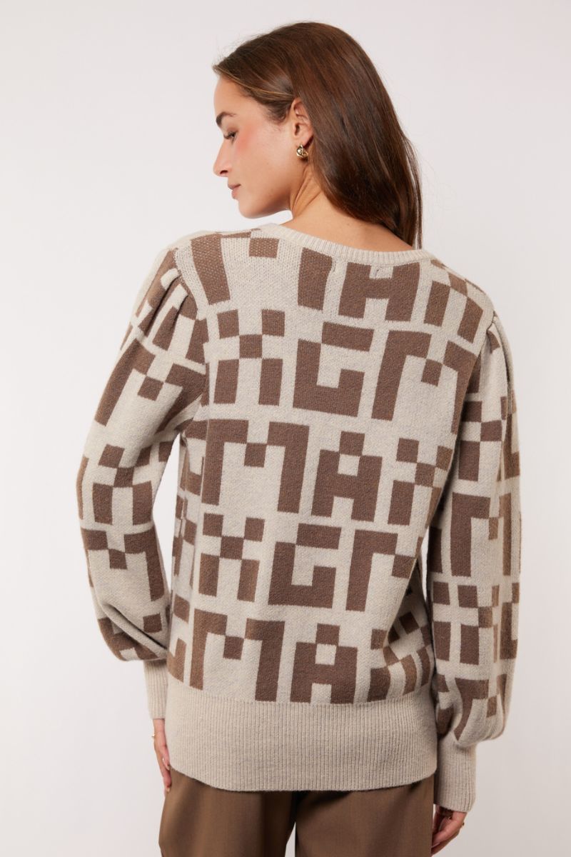 G-maxx Mavina Knitting Sweater Grey Brown/Wood Ash