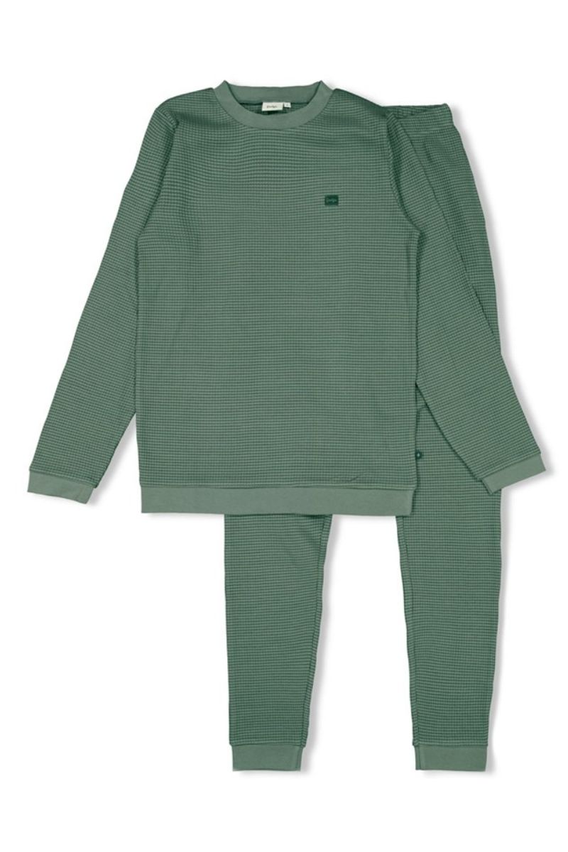 Feetje Wafelpyjama Volwassen Family Limited Edition Zeegroen