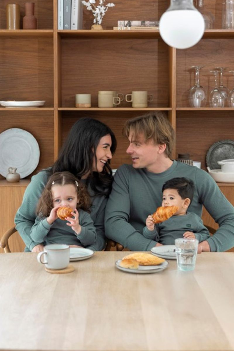 Feetje Wafelpyjama Volwassen Family Limited Edition Zeegroen