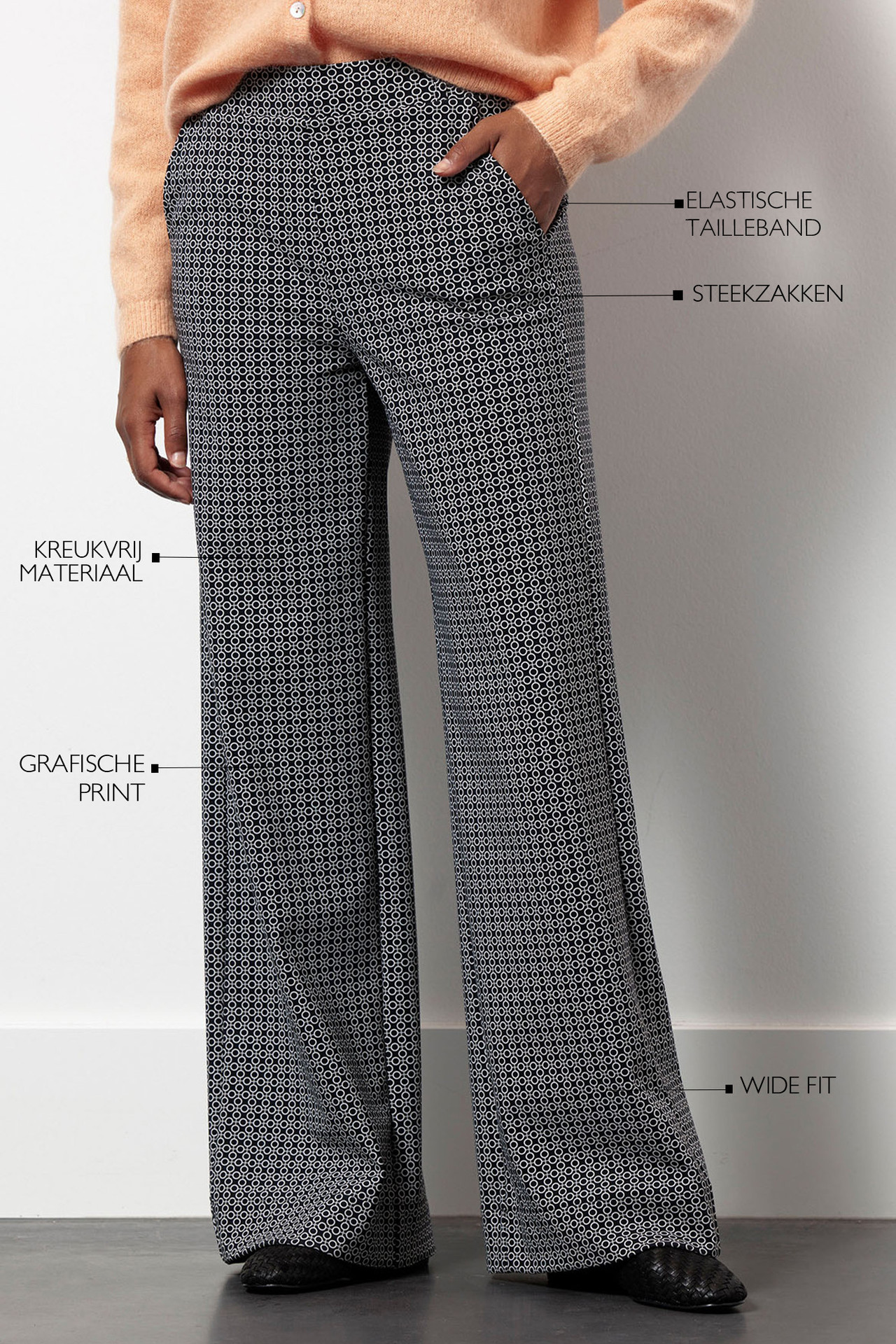 Studio Anneloes Lexie Bonded Circle Trousers Black/Kit
