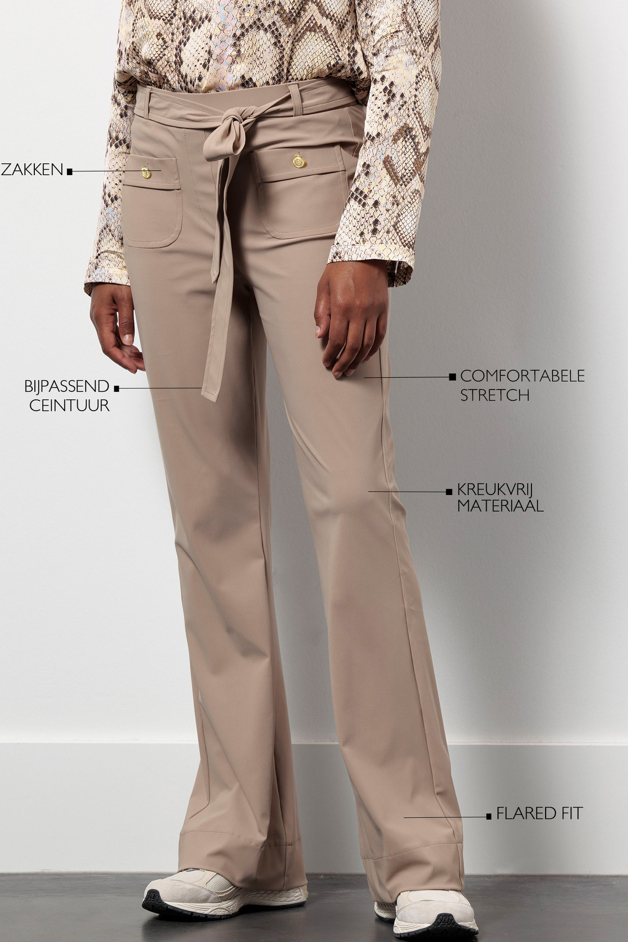 Studio Anneloes Soho Flair Bonded Trousers Latte