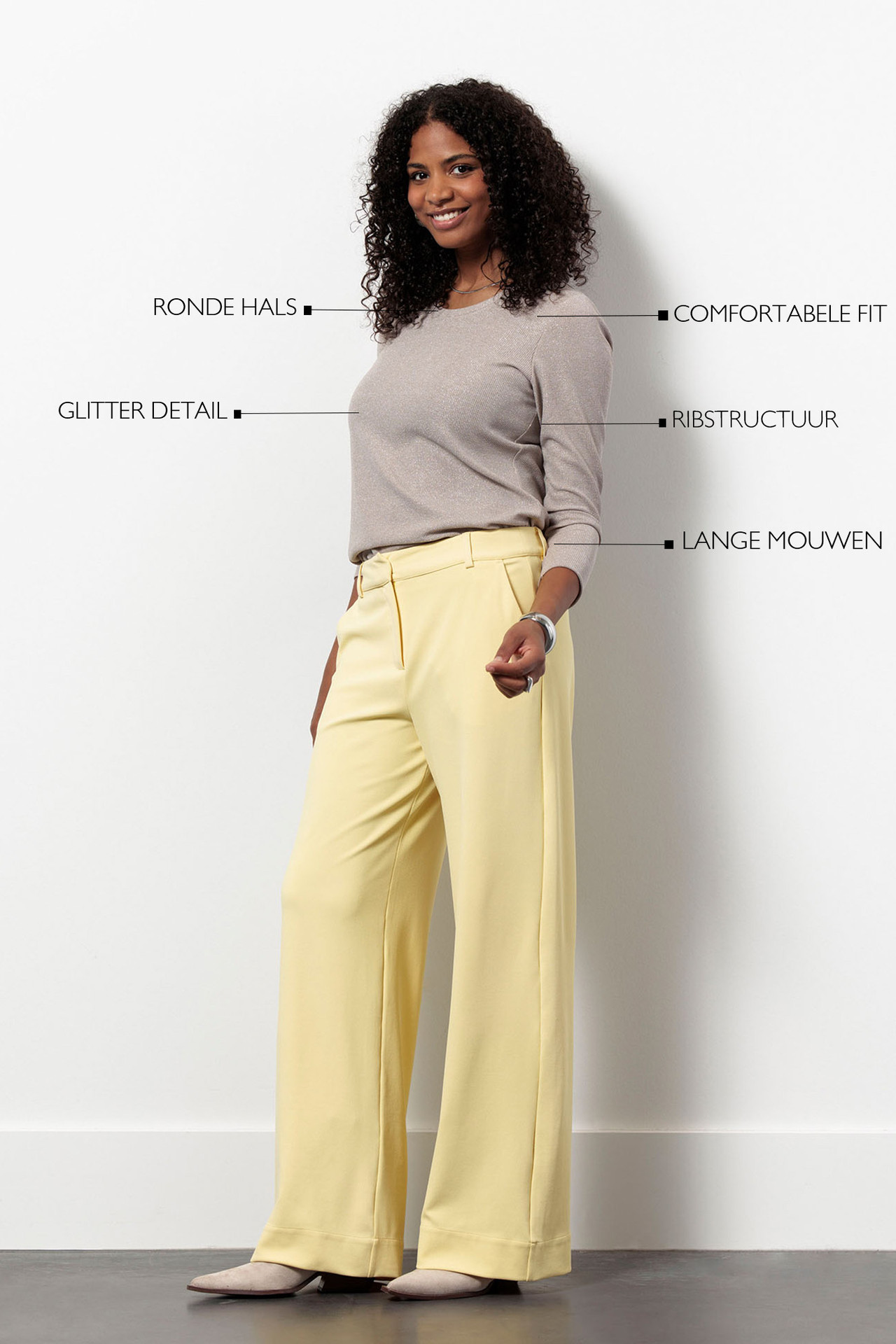 Studio Anneloes Risa Rib Top Latte