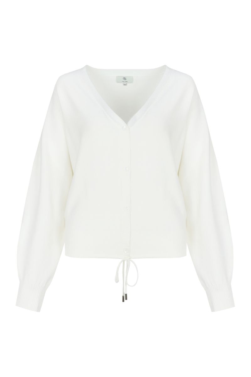 C&S The Label Kiara Knit Cardigan Wool White