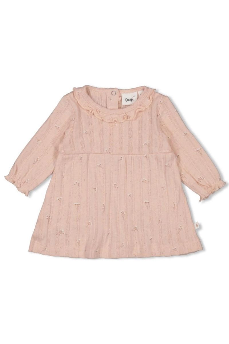 Feetje Jurk Pointelle Rib AOP Delicate Flower Lichtroze