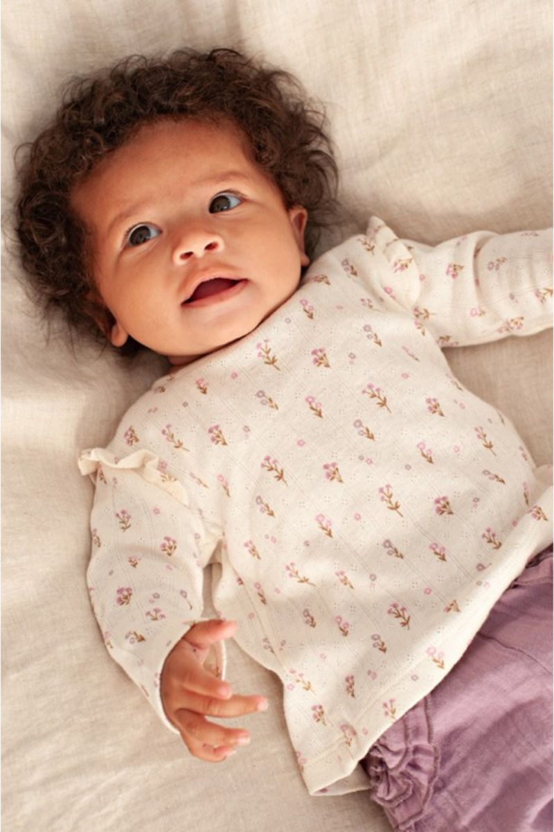 Feetje Longsleeve Pointelle Rib AOP Flower Ranch Offwhite