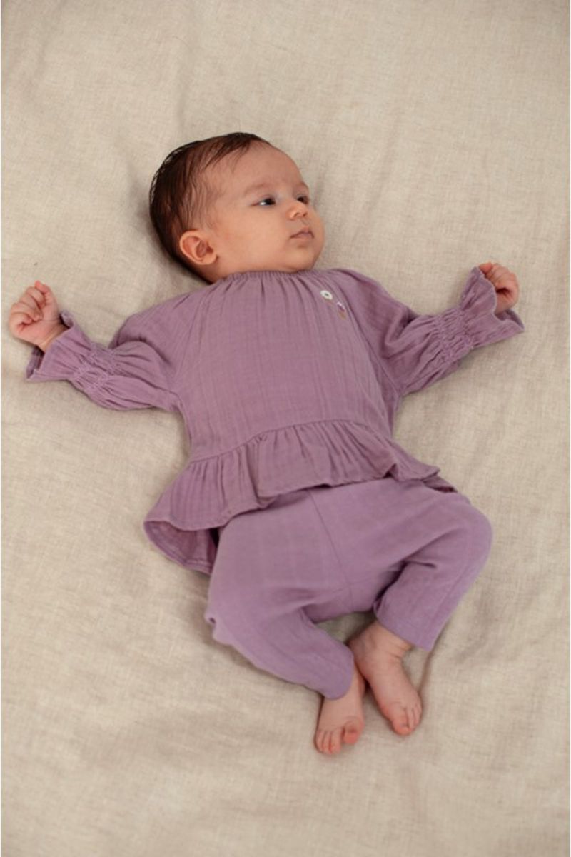 Feetje Legging Pointelle Rib Flower Ranch Violet