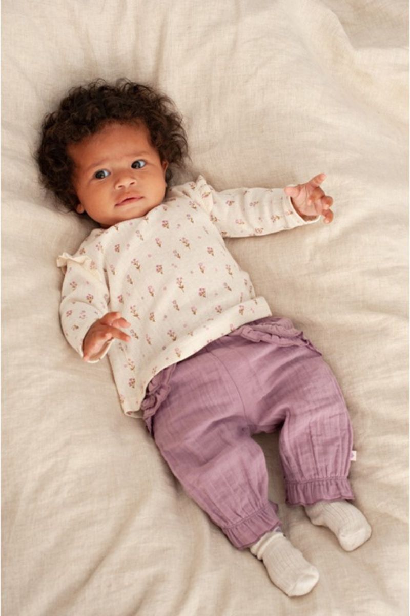 Feetje Broek Mousseline Flower Ranch Violet