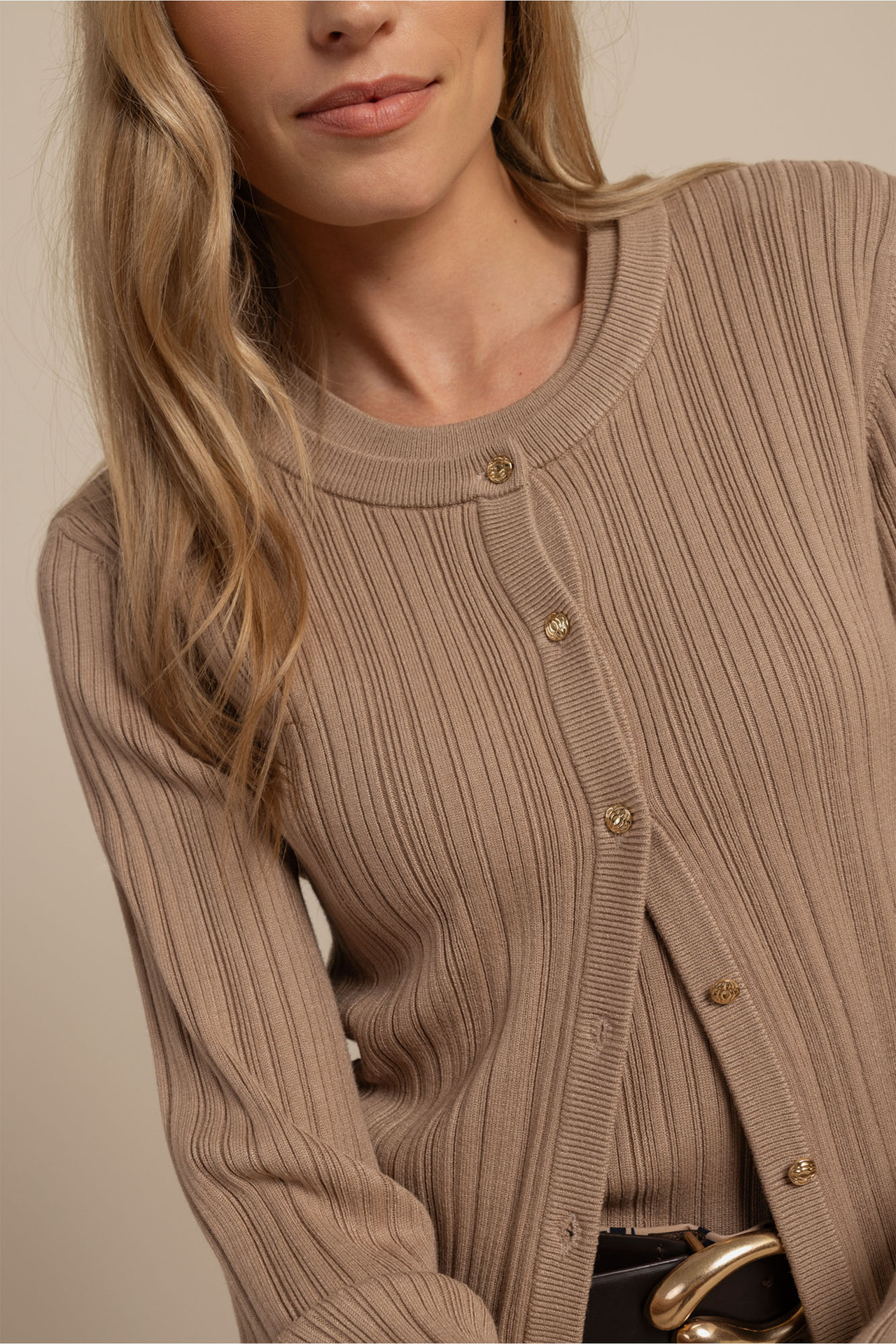 Studio Anneloes Ziva Rib Cardigan Latte