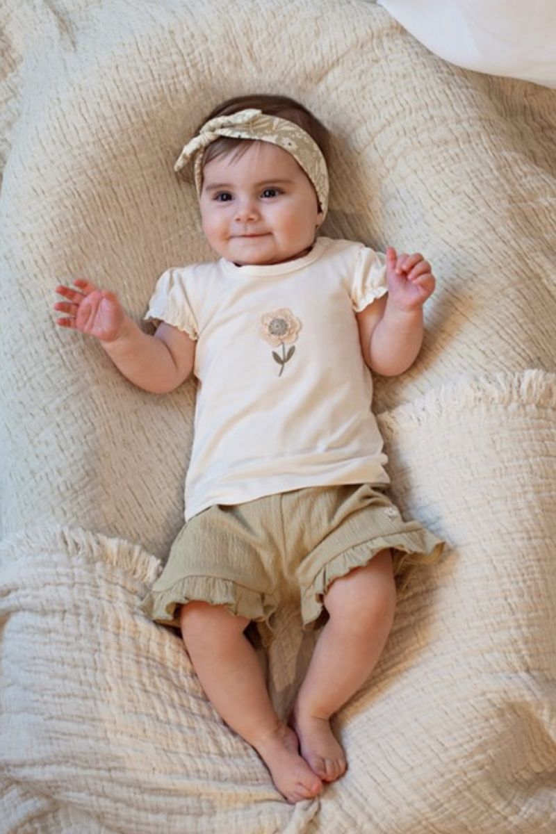 Feetje Short Crinkle Ruches Let Your Dreams Blossom Groen