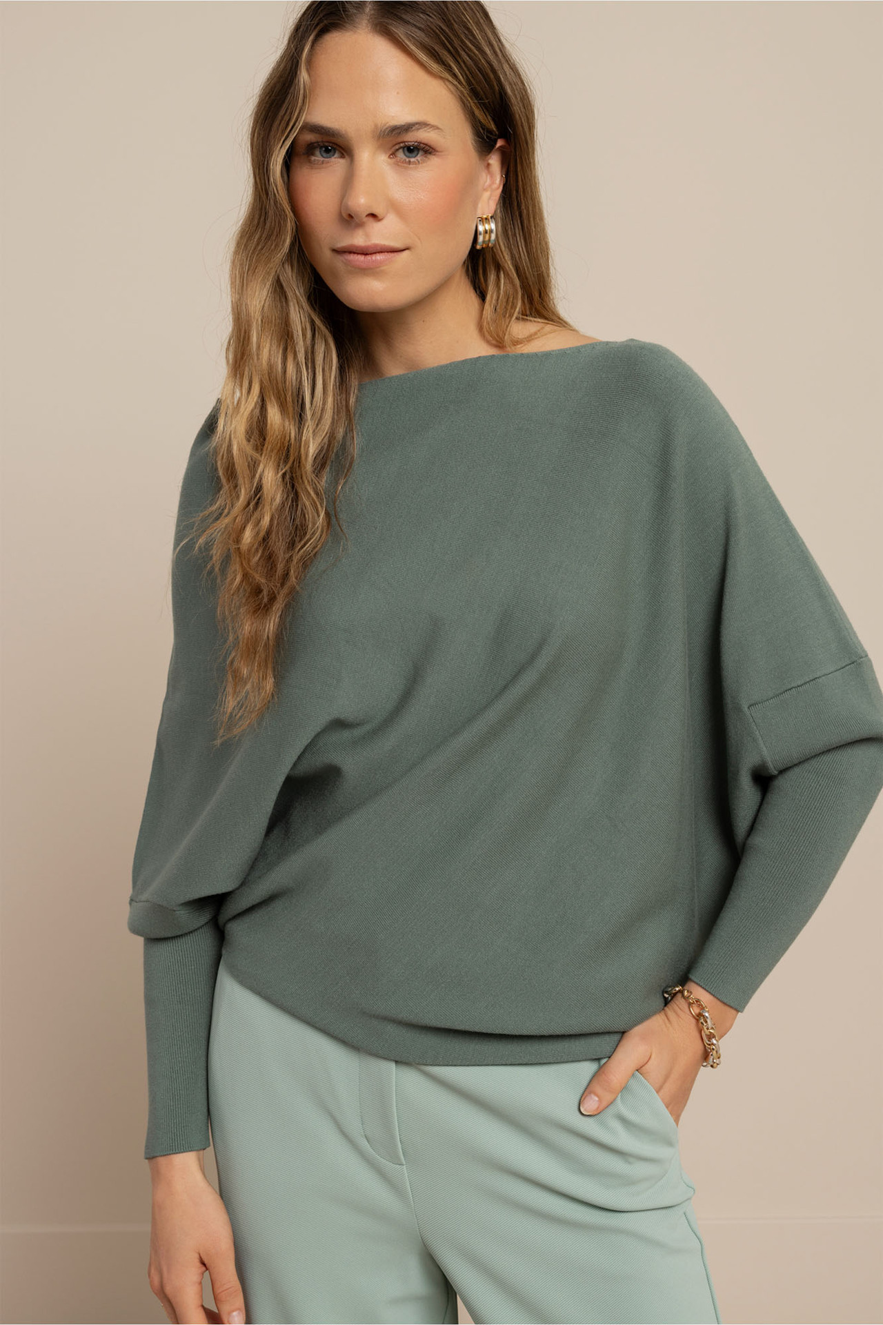 Studio Anneloes Linde Pullover Dark Sage Green