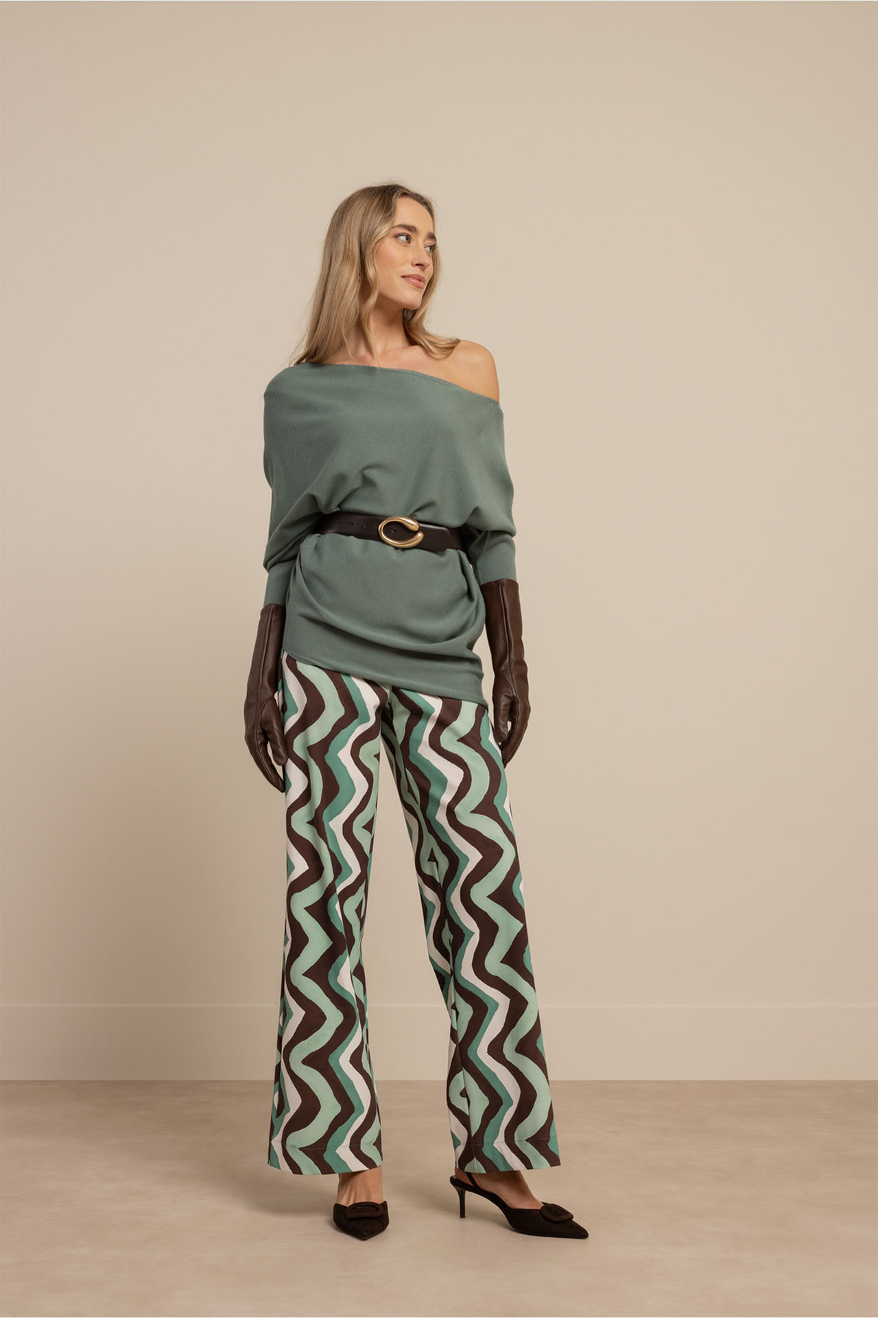 Studio Anneloes Linde Pullover Dark Sage Green