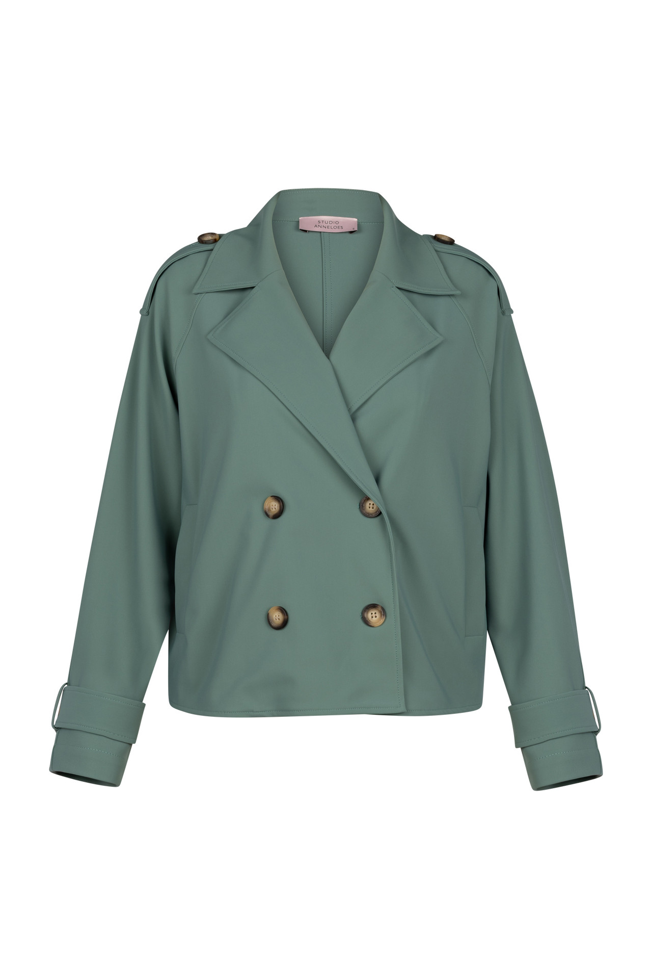 Studio Anneloes Cato Bonded Trenchcoat Dark Sage Green