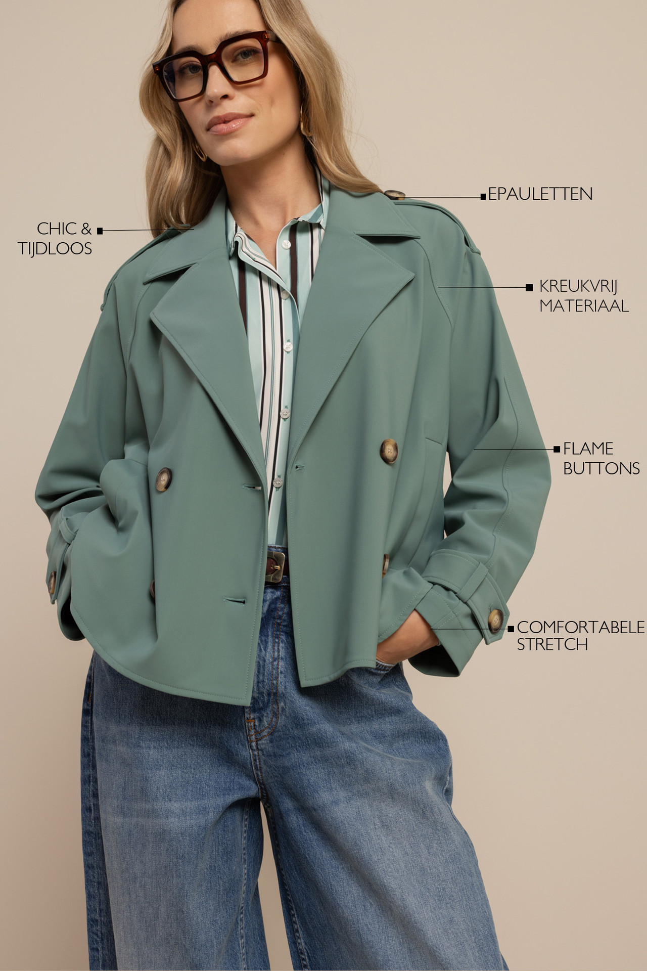 Studio Anneloes Cato Bonded Trenchcoat Dark Sage Green