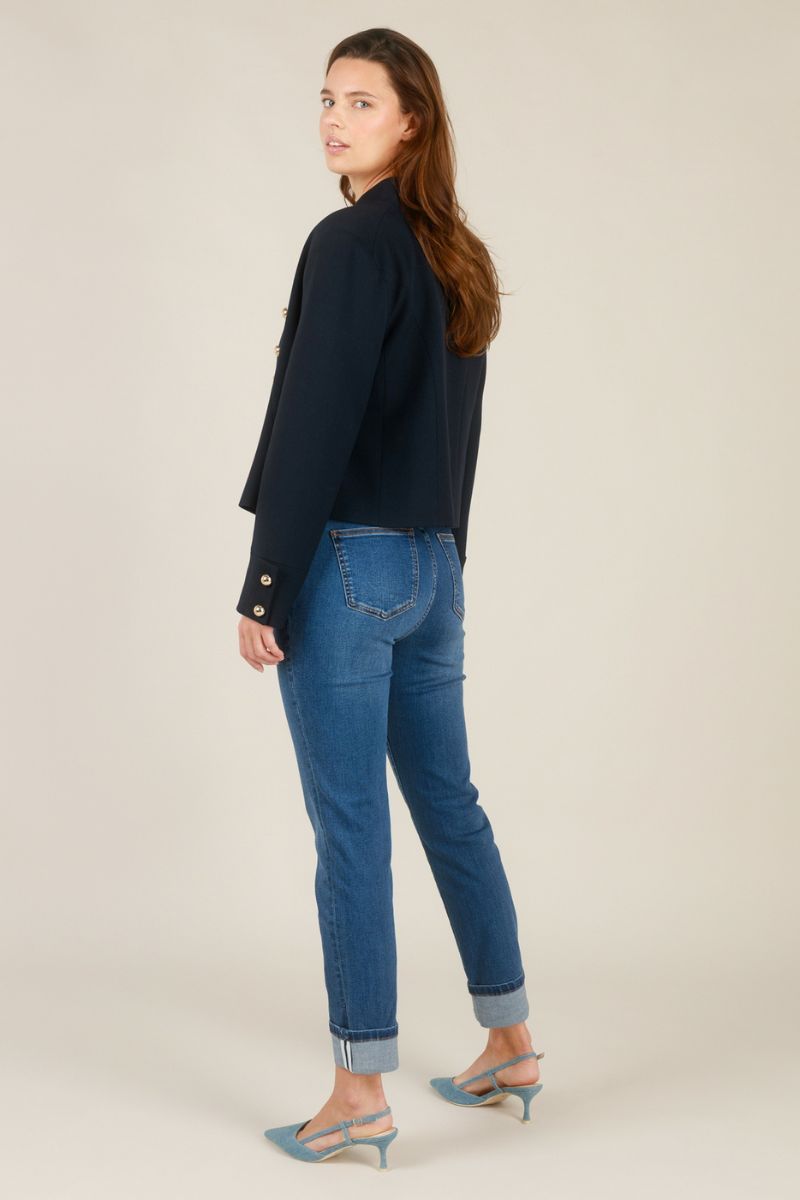 Yest Rima Essential Jeans Denim Stone Wash Blue