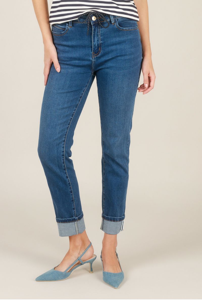 Yest Rima Essential Jeans Denim Stone Wash Blue