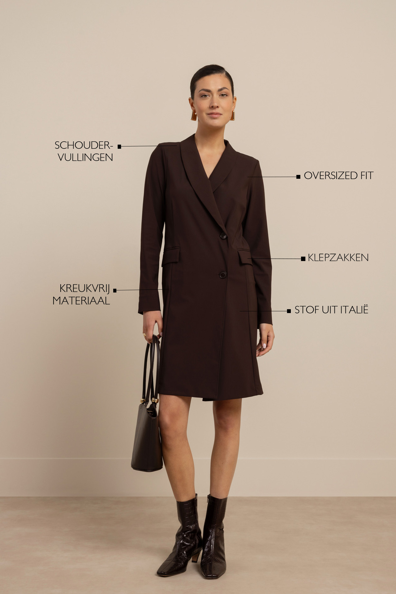 Studio Anneloes River Blazer Dress Espresso