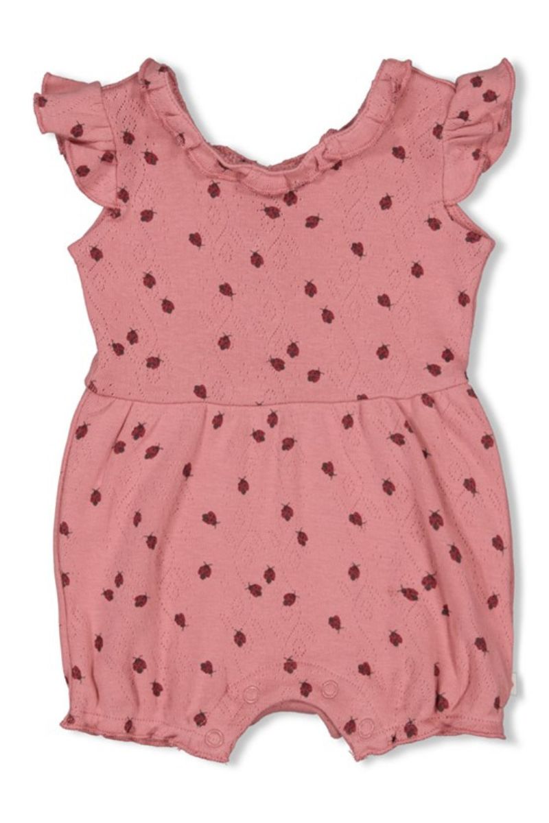 Feetje Playsuit Ajour Rib AOP Ladybug Roze