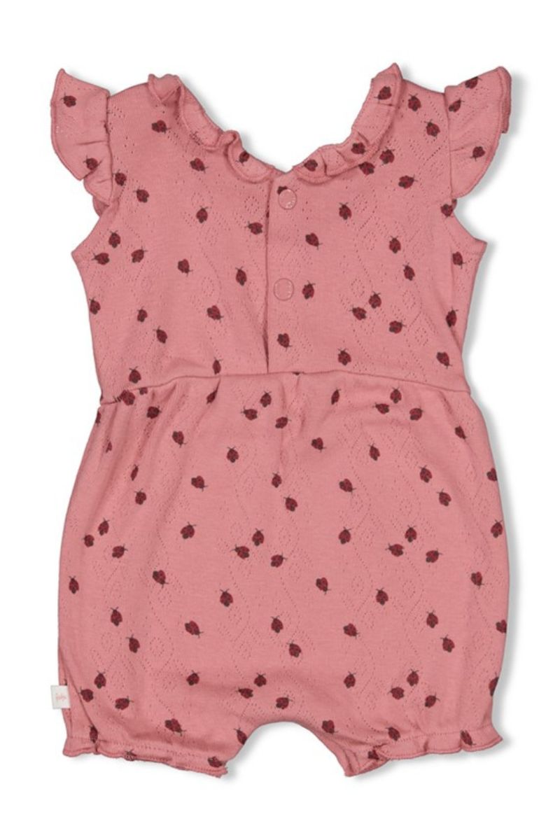 Feetje Playsuit Ajour Rib AOP Ladybug Roze
