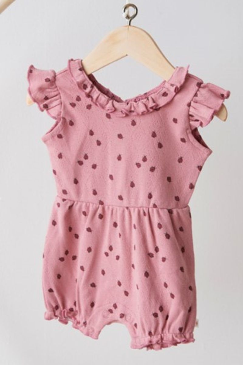 Feetje Playsuit Ajour Rib AOP Ladybug Roze
