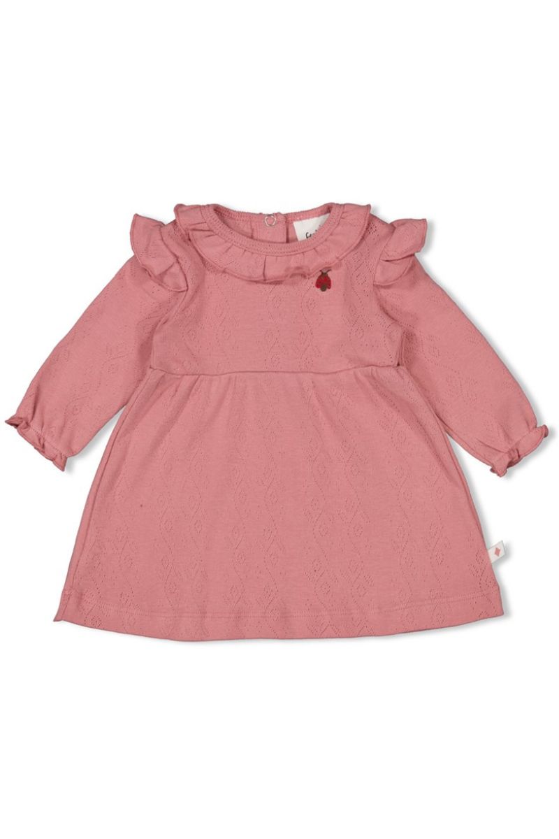 Feetje Jurk Ajour Rib Ladybug Roze