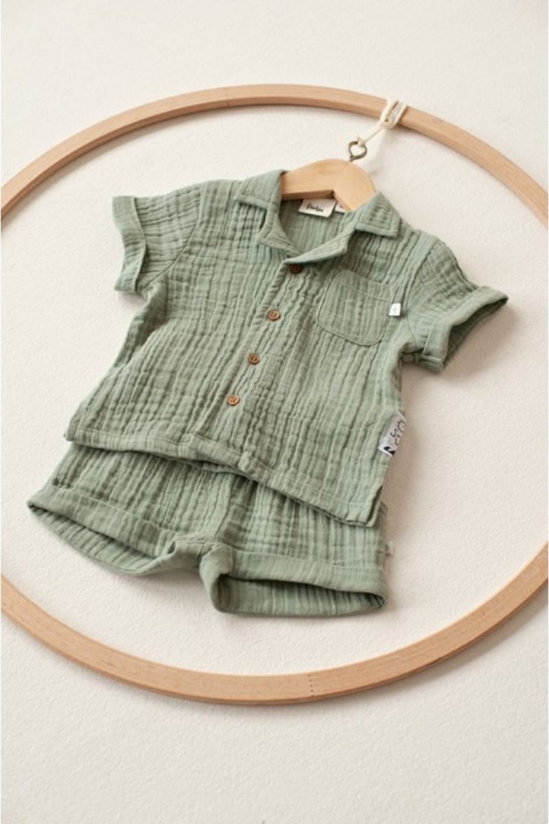 Feetje Short Mousseline Summer Woven Zeegroen
