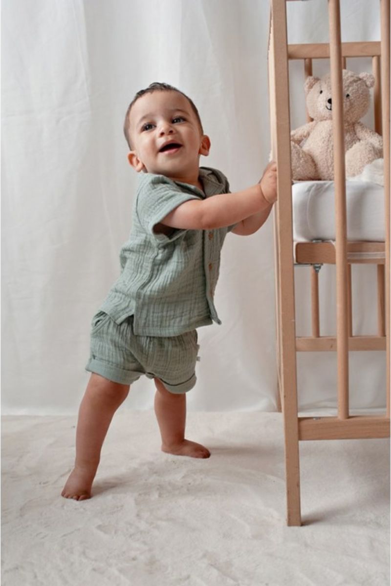 Feetje Short Mousseline Summer Woven Zeegroen