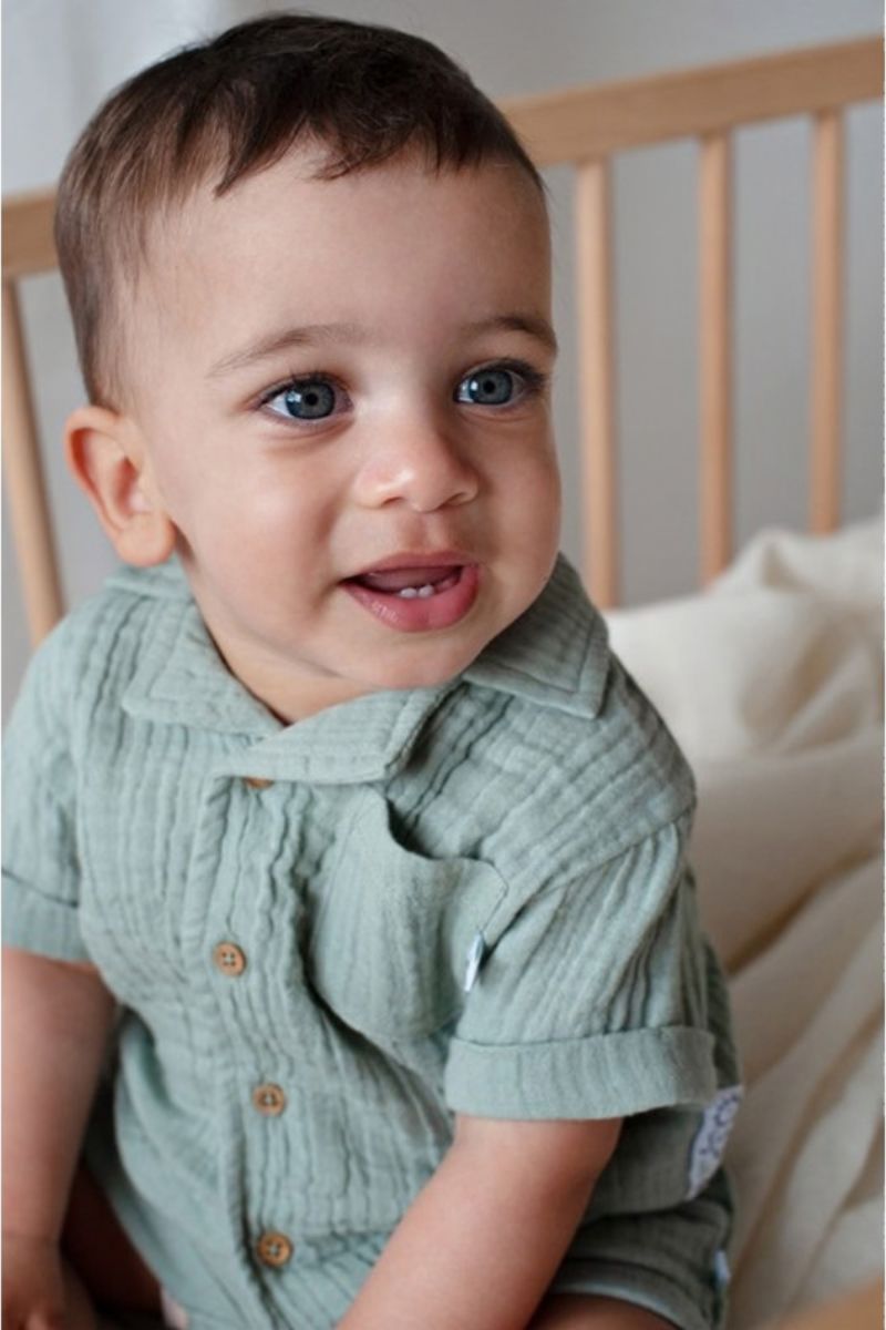 Feetje Blouse Mousseline Summer Woven Zeegroen