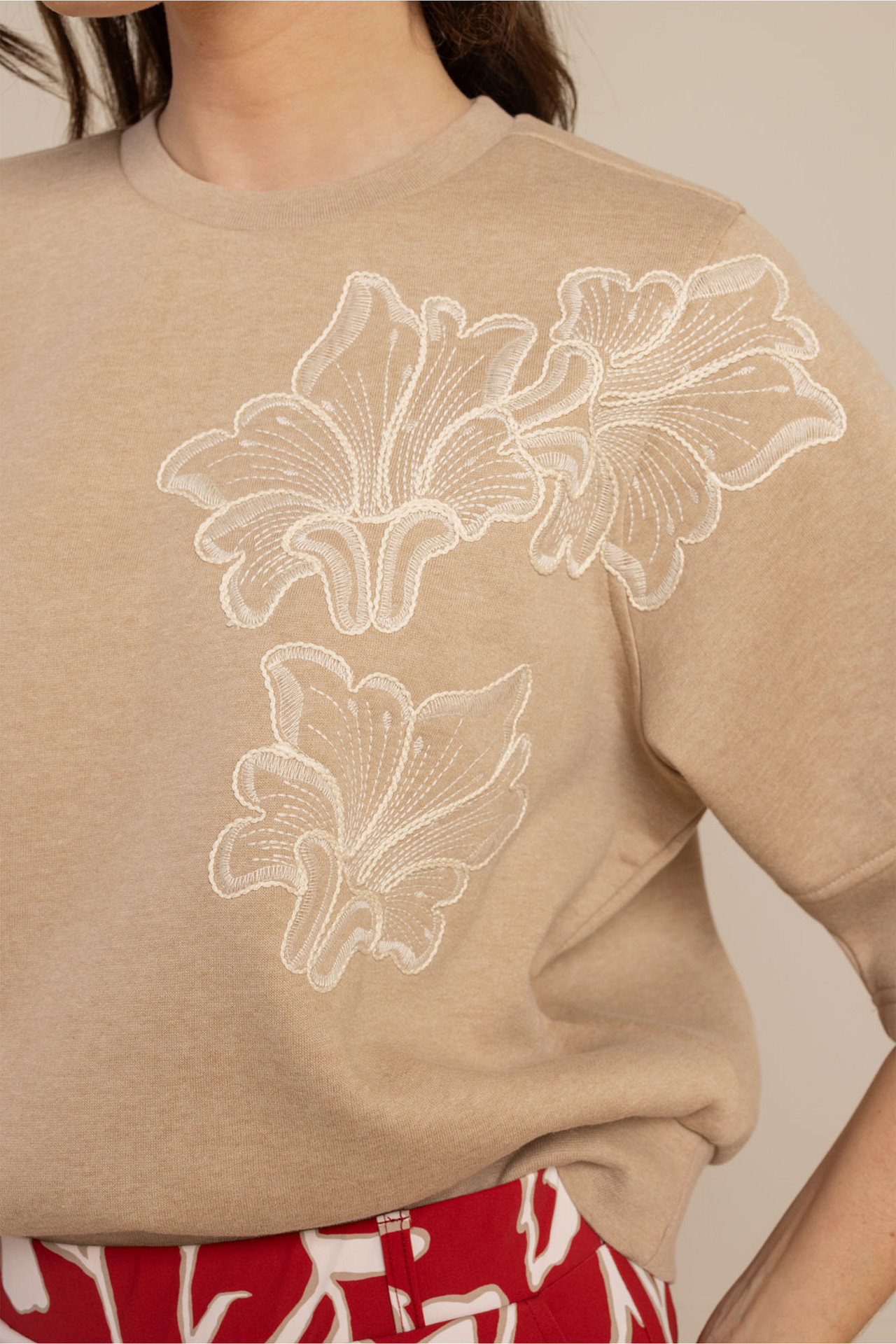 Studio Anneloes Pleuni Ssl Embroiderie Sweater Latte