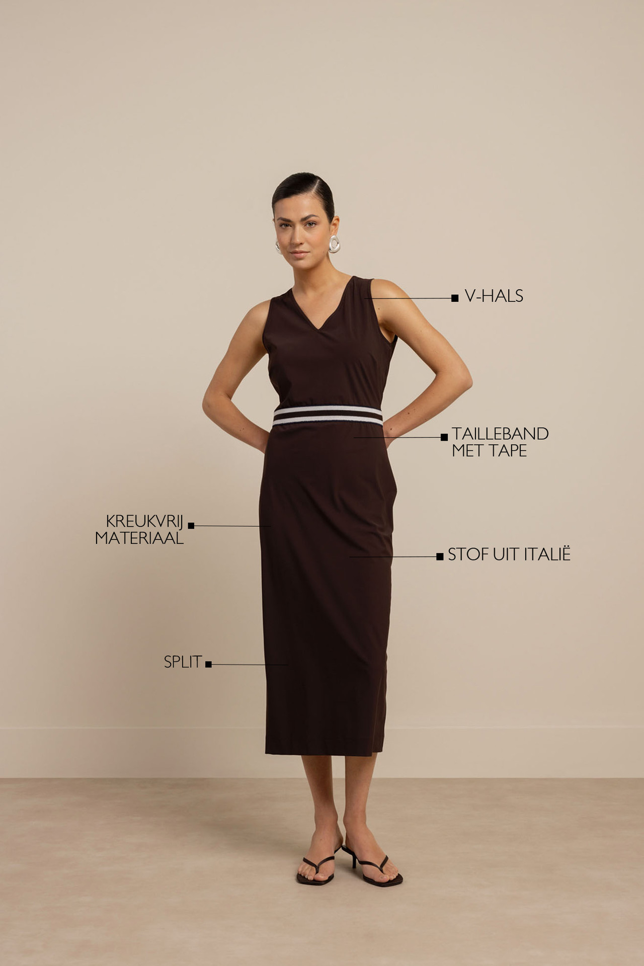 Studio Anneloes Thirza Tape Dress Espresso