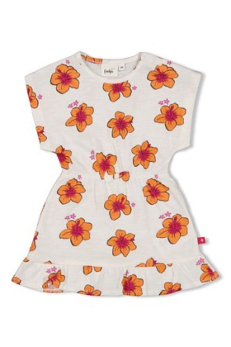 Feetje Jurk AOP Love Peace Aloha Wit