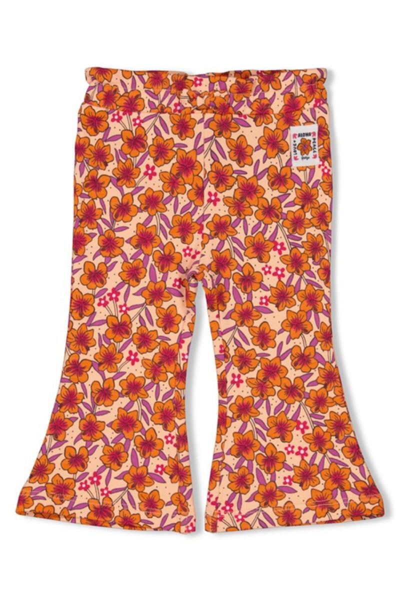 Feetje Flare Broek AOP Love Peace Aloha Perzik