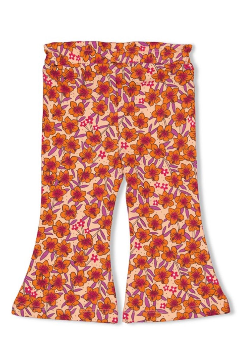 Feetje Flare Broek AOP Love Peace Aloha Perzik