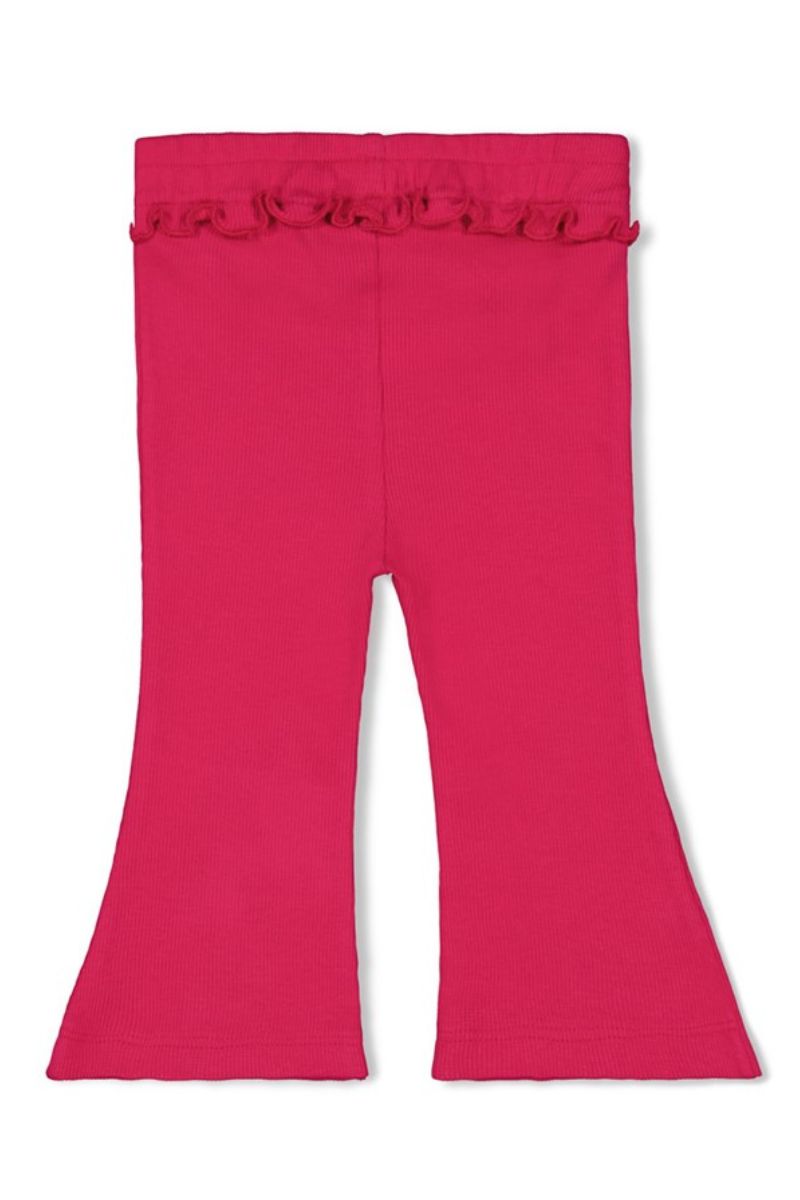 Feetje Flare Broek Rib Love Peace Aloha Fuchsia