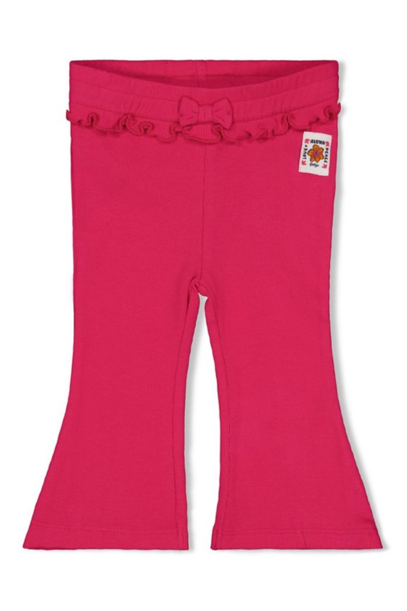 Feetje Flare Broek Rib Love Peace Aloha Fuchsia