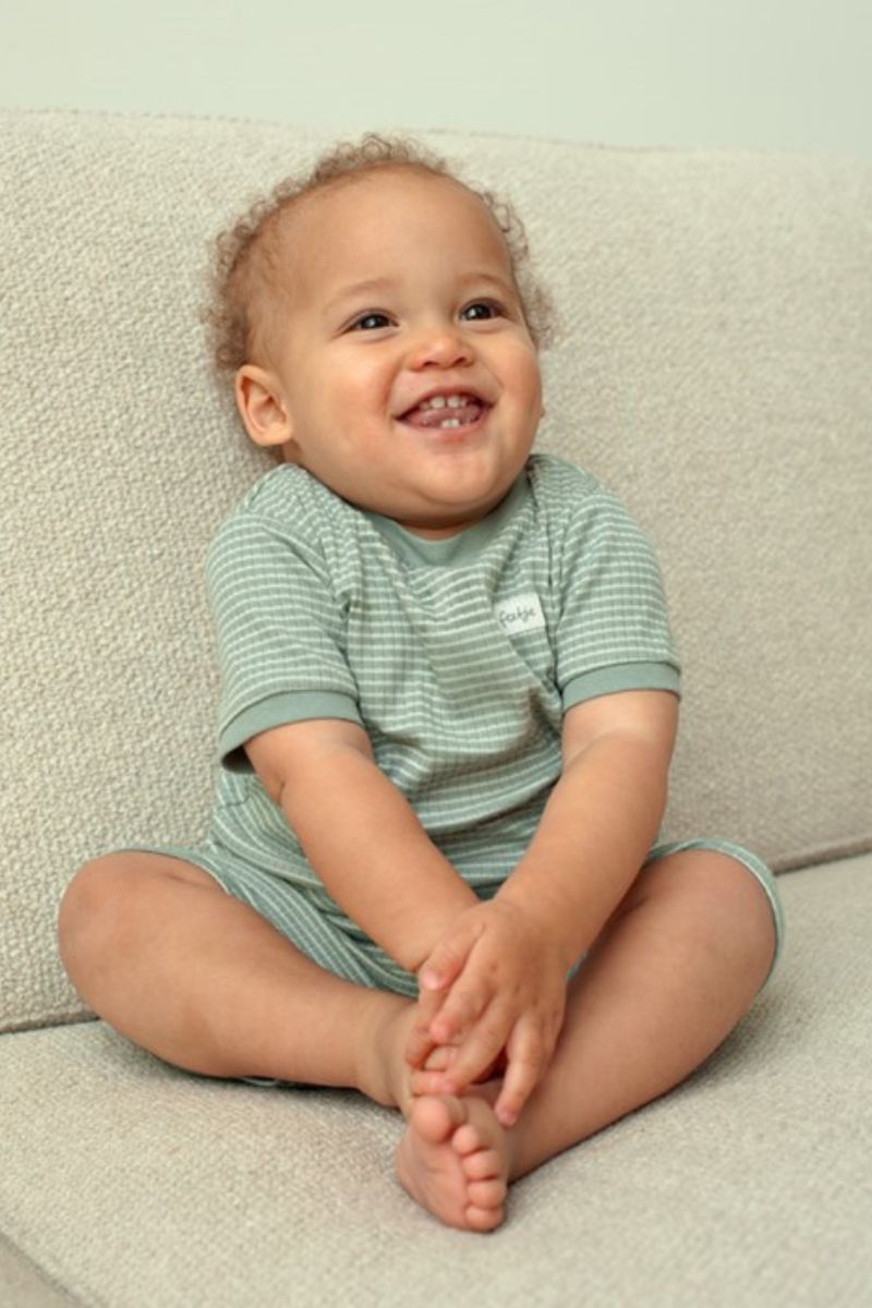 Feetje Shortama Wafel Summer Special Zeegroen